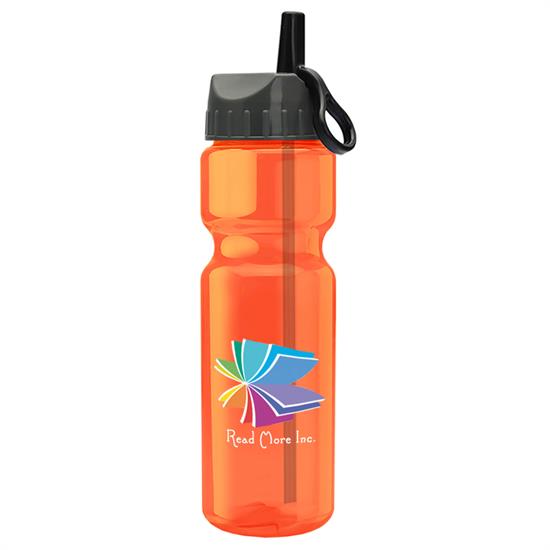 DPTB28A - Champion - 28 oz. Transparent Bottle with Ring Straw lid and Digital Imprint